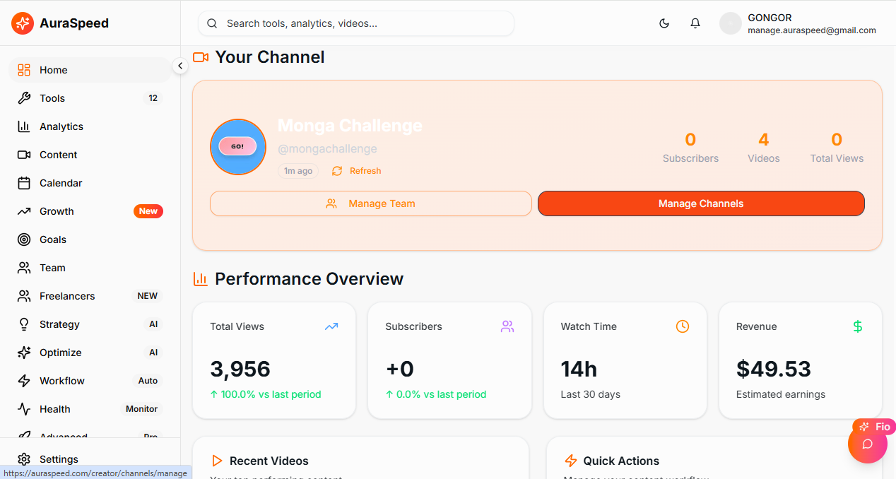 AuraSpeed Dashboard Preview